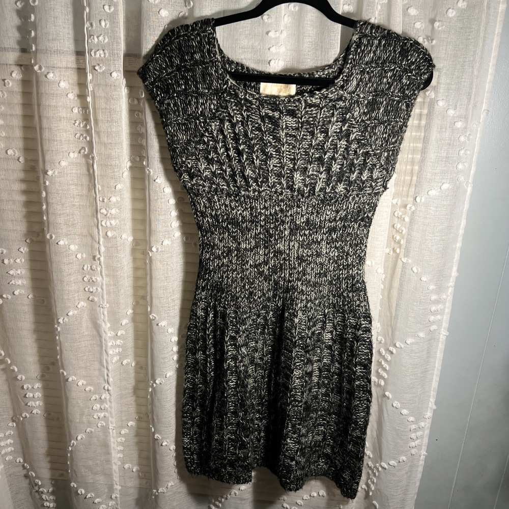 Women's Knitted Sweater Dress by Papillon Size M Black and White